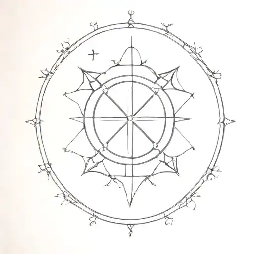 feminine Christian compass and cross tattoo design idea