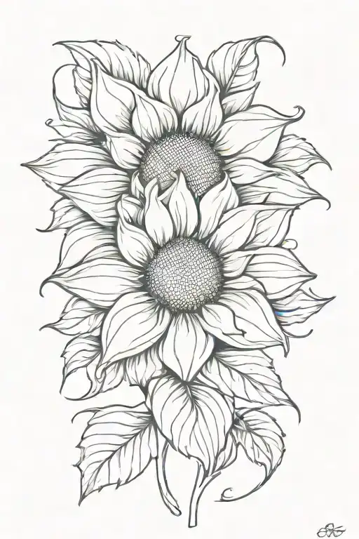 sunflower  tattoo design idea