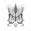 butterfly, broken wings tattoo design idea