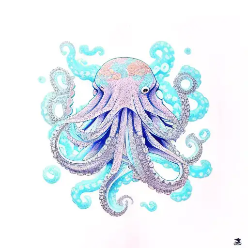 Blu Octopus, radiant. tattoo design idea