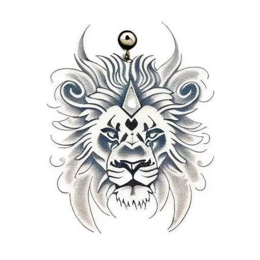 lion ring and Jing jang pendant tattoo design idea