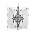 vertically elongated, microcircuit, runes, mechanism tattoo design idea