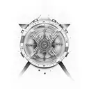 vertically elongated, microcircuit, runes, mechanism tattoo design idea