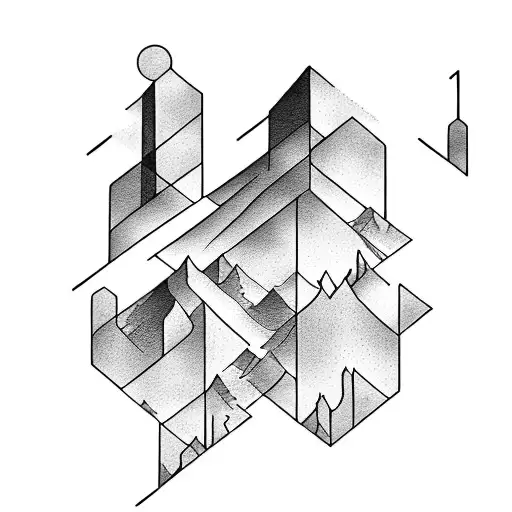 A mountain range made up of interconnected gears, symbolizing the strength and self-dependence of the artist tattoo design idea