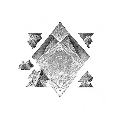 A mountain range made up of interconnected gears, symbolizing the strength and self-dependence of the artist tattoo design idea