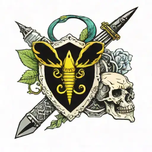 snake, dagger, death moth, planchette tattoo design idea