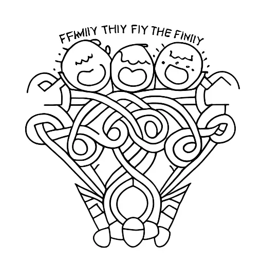 family with mom, grandma and 4 daughters tattoo design idea