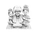 family with grandma, mom and 4 girls tattoo design idea