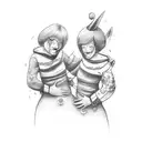 family with grandma, mom and 4 girls tattoo design idea