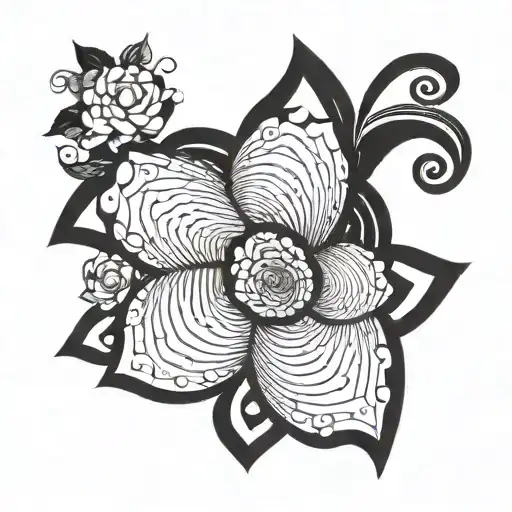 Incorporate a Fibonacci spiral into a design symbolizing family, with three stripes representing each generation - grandparents, parents, and children tattoo design idea