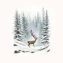 deer running through forest with northern lights in the background tattoo design idea