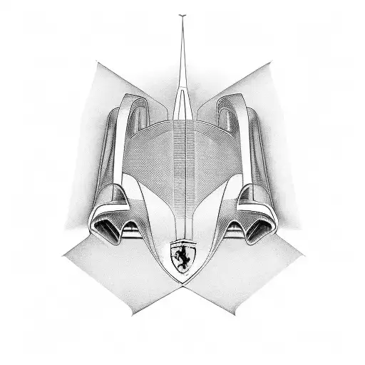 line work of a Ferrari F1 car tattoo design idea