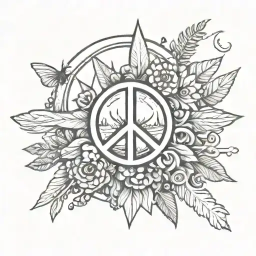 peace sign with camp theme tattoo tattoo design idea