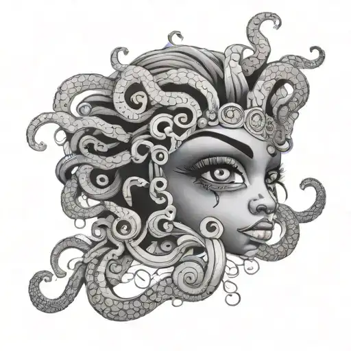 afrocentric medusa eyes surrounded tattoo design idea