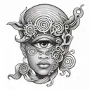 afrocentric medusa eyes surrounded tattoo design idea