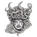 afrocentric medusa eyes surrounded tattoo design idea