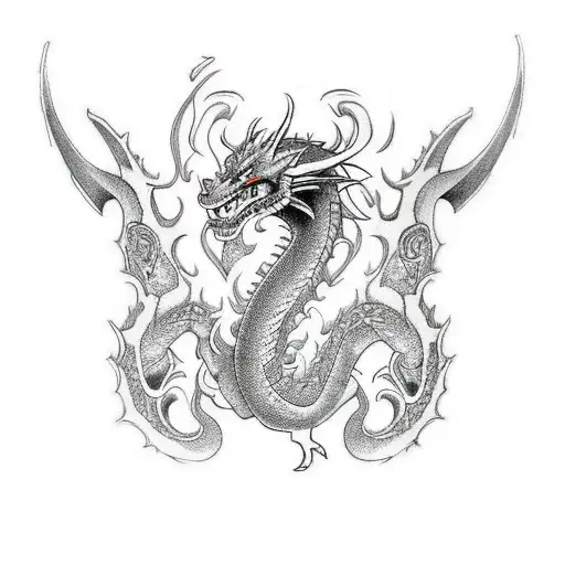 Dragon / deamon / ninja logo / ninja wepons /murel / japanese type leg tattoo tattoo design idea