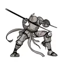 Dragon with  deamon and ninja logo / ninja wepons /murel / japanese type leg tattoo tattoo design idea