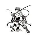 Dragon with  deamon and ninja logo / ninja wepons /murel / japanese type leg tattoo tattoo design idea