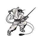 Dragon with  deamon and ninja logo / ninja wepons /murel / japanese type leg tattoo tattoo design idea