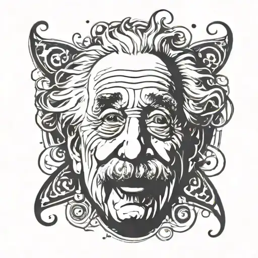 Einstein tongue sticking tattoo design idea