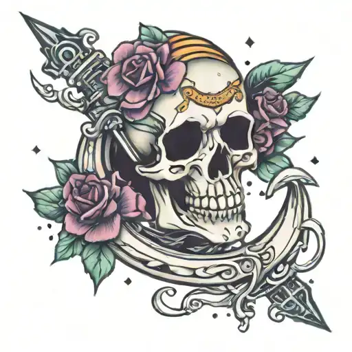 skull anchor sparkle girly tattoo tattoo design idea
