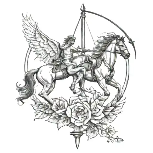 Sagittarius and gemini on outter arm tattoo design idea