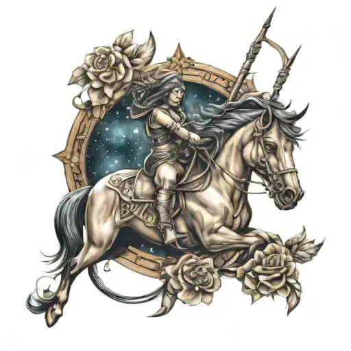 Sagittarius with gemini bow tattoo design idea
