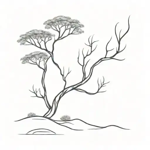desert and acacia tree tattoo design idea