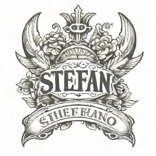 Child's hand and name Steffan  tattoo design idea
