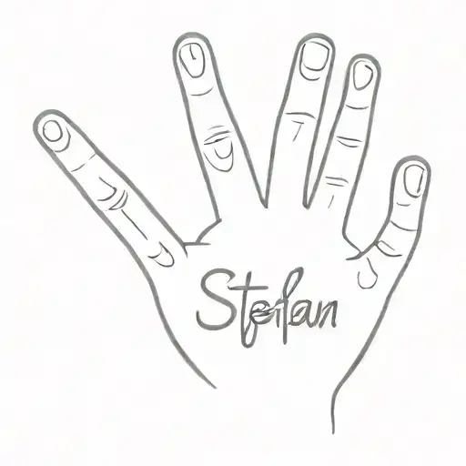 Child's hand and name Steffan  tattoo design idea