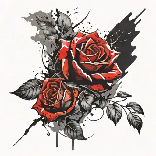 rose and fire  tattoo design idea