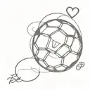 A minimalist tattoo of a soccer ball with a heart and the initials of your family members, symbolizing your love for family and passion for soccer tattoo design idea