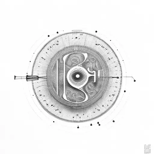 vinyl record with numbers and music notes around it tattoo design idea