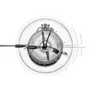 vinyl record with music notes around it tattoo design idea