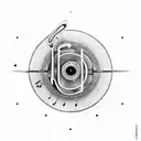 vinyl record with music notes around it tattoo design idea