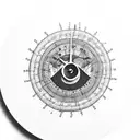 vinyl record with numbers and music notes around it tattoo design idea