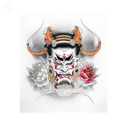 Hannya mask tattoo design idea