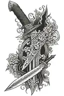 gothic bowie knife tattoo design idea