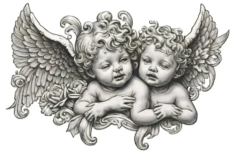 cherubs crying tattoo design idea