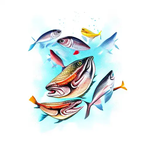 wine fish tapas tattoo design idea