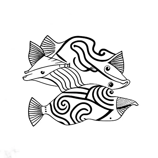 wine fish tapas tattoo design idea