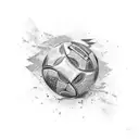 A striking tattoo design featuring a football player dribbling a ball while surrounded by the vibrant colors and energy of a favela, representing the client's dedication as an athlete and their love for the favela. tattoo design idea