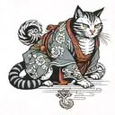a samurai cat tattoo design idea