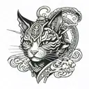 a samurai cat tattoo design idea