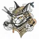a samurai cat tattoo design idea