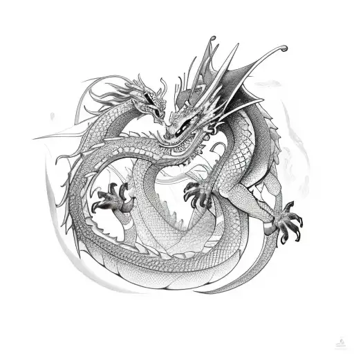 Dragon long and cute tattoo design idea