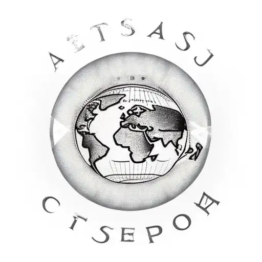 A realistic vintage suitcase open, revealing a world map with passport stamps on top tattoo design idea