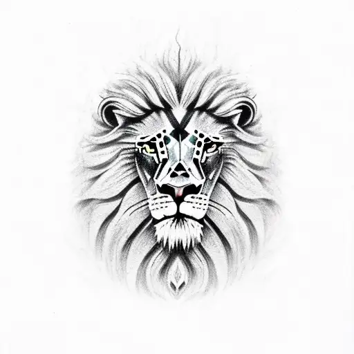 undead lion tattoo design idea
