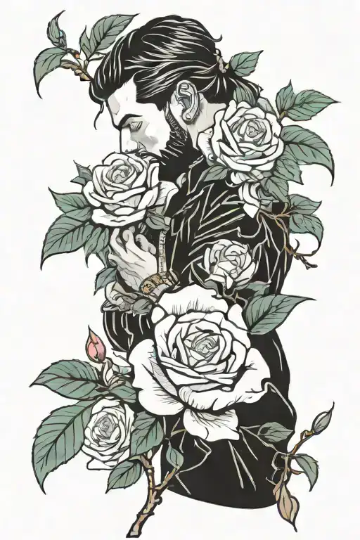 drake and rose intertwined tattoo design idea